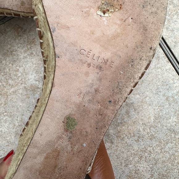 Celine Tan Jute Leather Wrap around Wedge Platform Espadrilles - Picture 14 of 16